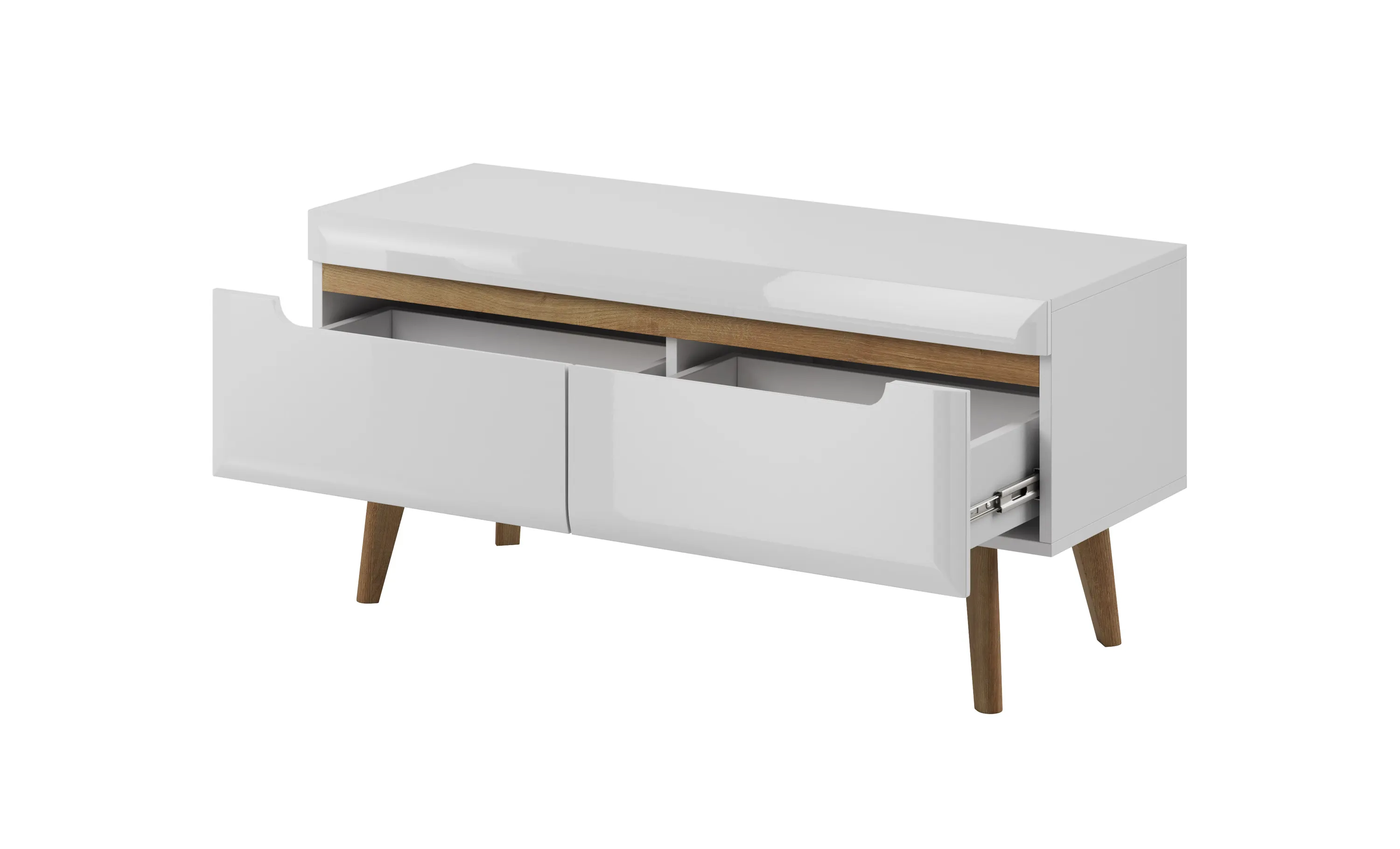 Szafka RTV z 2 szufladami NORDI 107x40 cm NORDI Biały, Dąb Riviera - NORDI_NRTV107_BPOLRIV