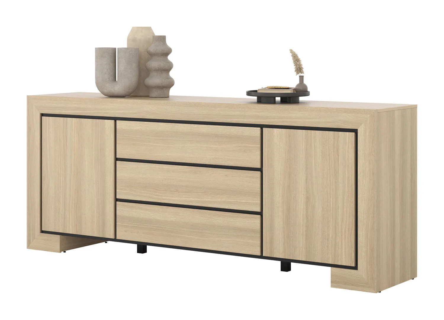 Komoda 2-drzwiowa z szufladami CUBA II 225 cm dąb samdal - 24DEOC25