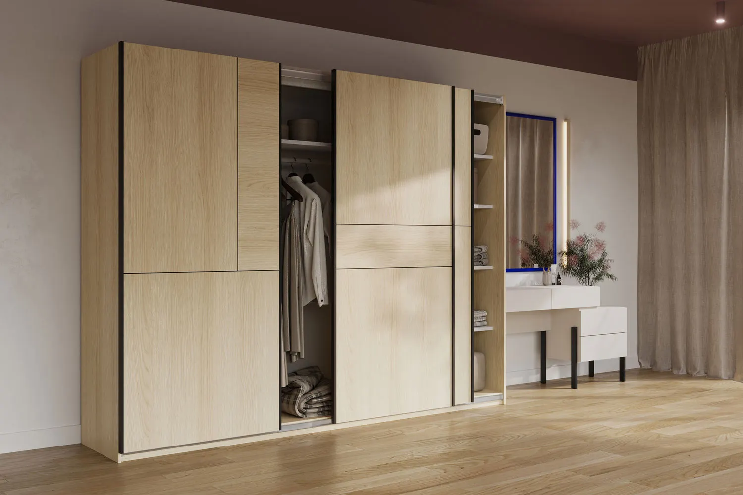 Szafa 3-drzwiowa CUBE drzwi przesuwne 270x210 dąb lindberg - 24LGOF69