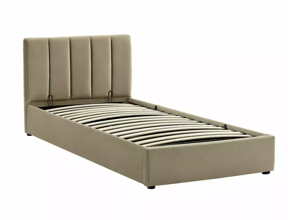 Łóżko z pojemnikiem MONTREAL VELVET 90x200 pikowane beżowe Signal — zdjęcie 3