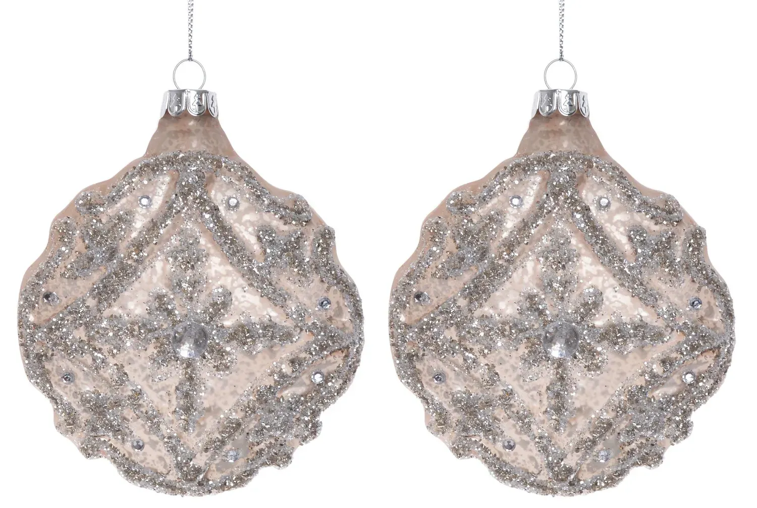 Komplet 2 bombek szklanych PREMIUM 1494 szampański