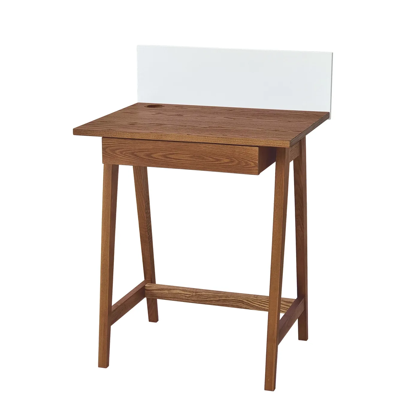 Biurko jesionowe z szufladą LUKA 65x50cm kolor naturalny biały panel Meble, Tabela, Biurko, Szuflada