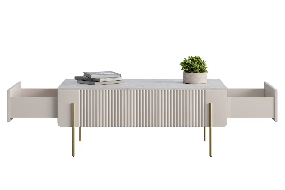 MALMI Ława 100 2SZ - cashmere / crema bianca / złote nogi - B_162306