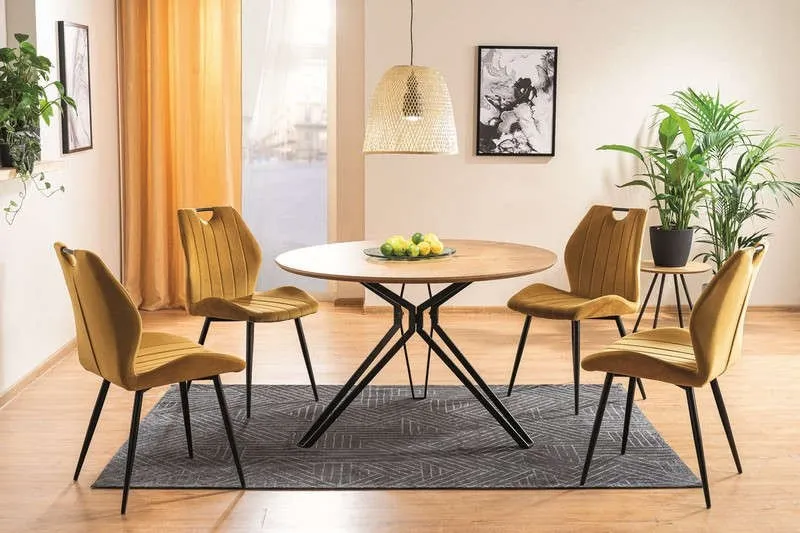 Krzesło tapicerowane ARCO VELVET Bluvel 68 curry czarny stelaż Signal — zdjęcie 7