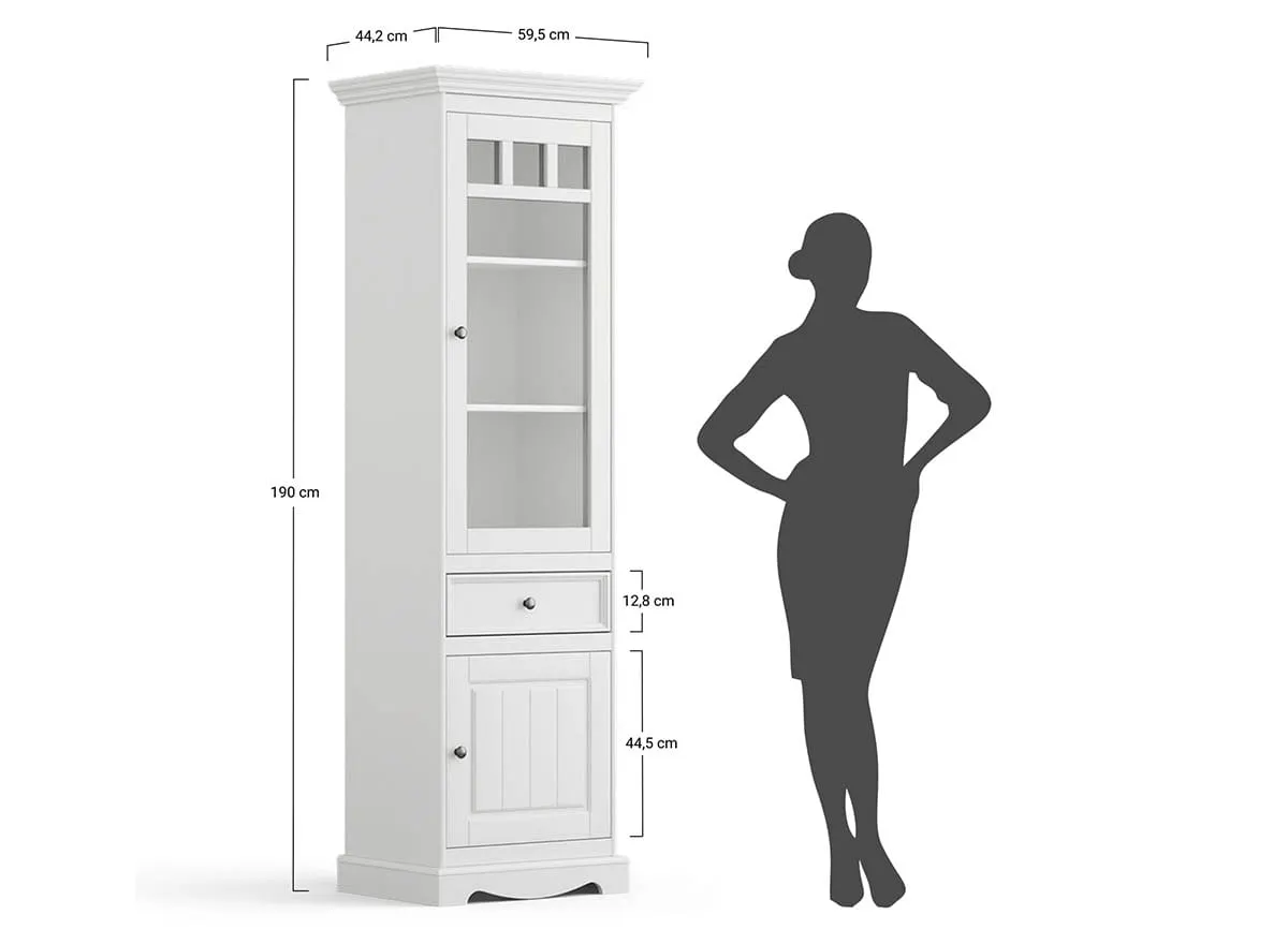 Witryna wąska BELLUNO ELEGANTE biała - naturalna sosna - PL014B/P