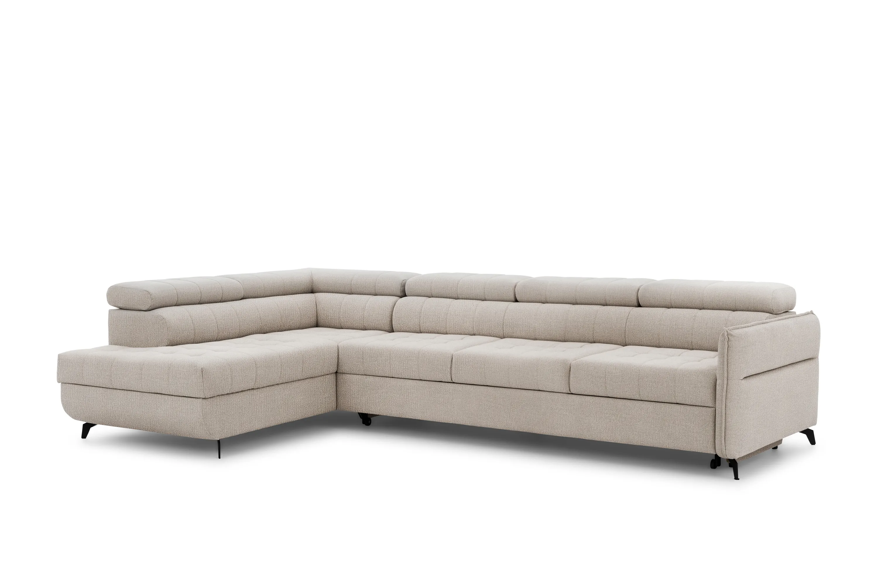 Narożnik lewostronny ELARIAS MAXI regulacja zagłówka i podłokietników tkanina Perfect harmony 07 beżowy Kanapa, Meble