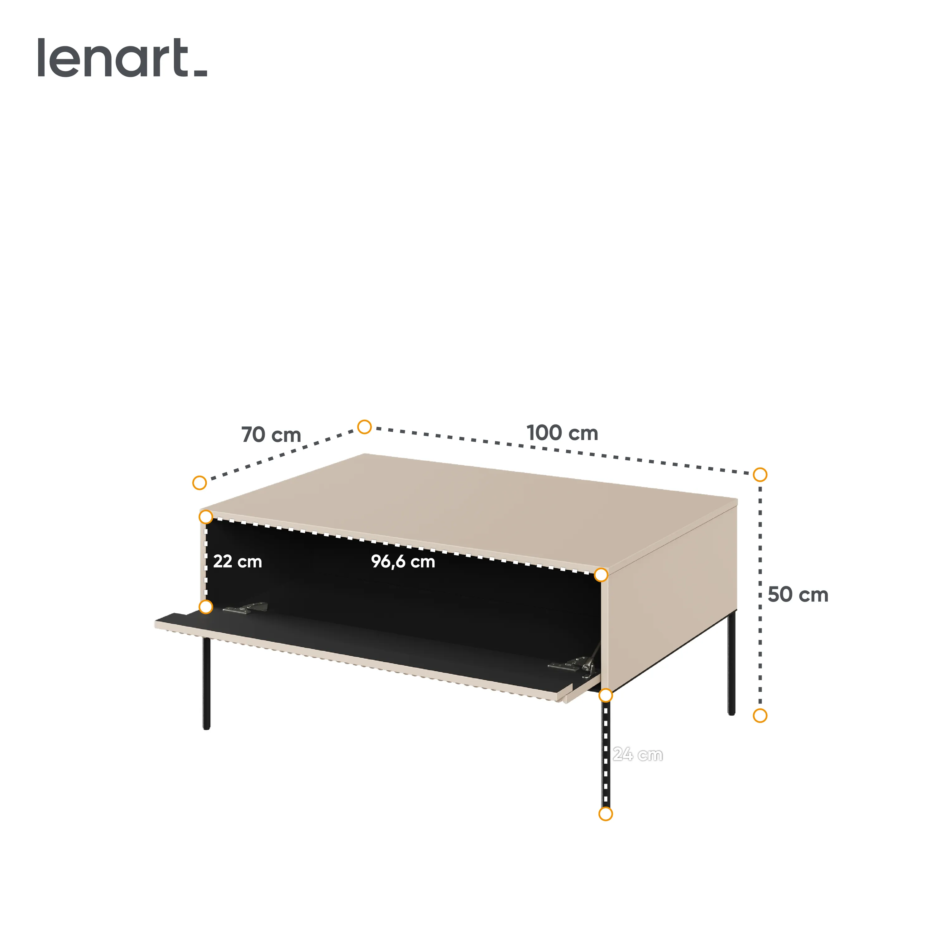 Stolik kawowy ryflowany TREND TR-09 100x70 beżowo-czarny