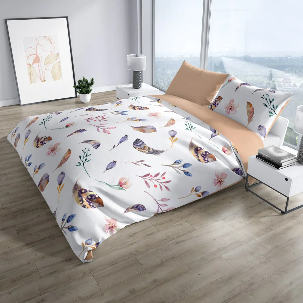 Pościel komplet PURE COTTON 005 bawełna 160X200+2x70X80 beżowy biały - FARO_26699