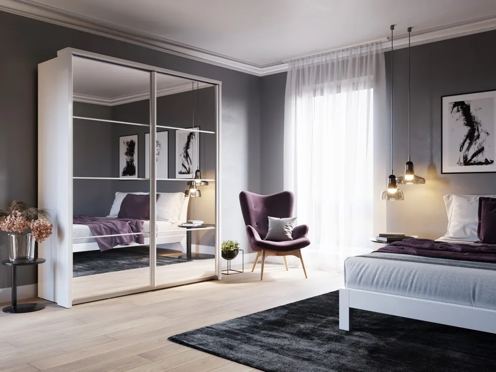 Szafa 2-drzwiowa z lustrami ARTI AR-17 180cm biała - AR17BI