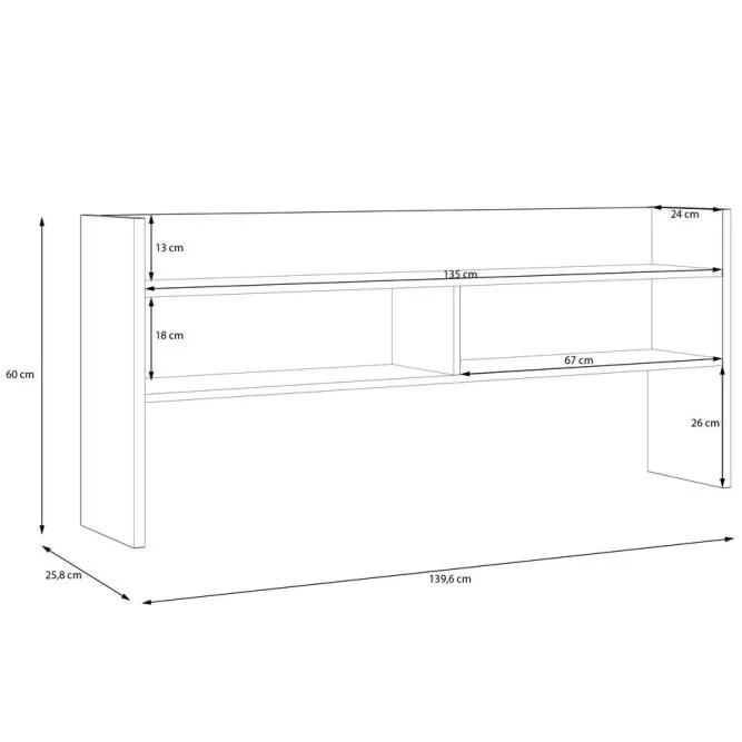 Nadstawka na biurko MODULTRICK 140 cm - biały, dąb artisan - MDUN122-M957