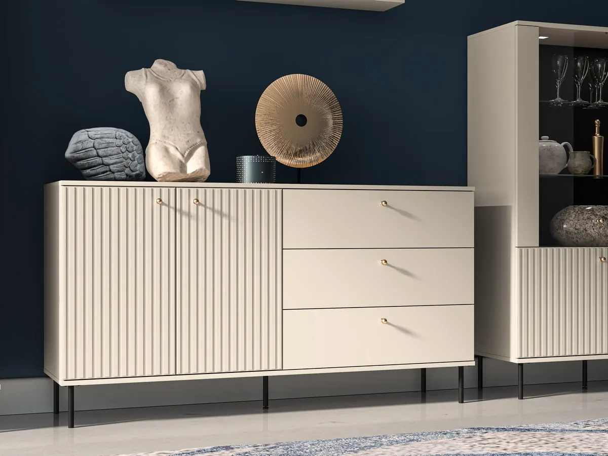 Komoda 2-drzwiowa z szufladami SOPHIE 160 cm cashmere — zdjęcie 7