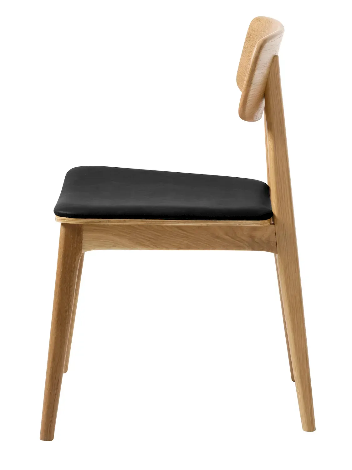 Krzesło drewniane LIVO - naturalny, ekoskóra: czarny - UN_38444201