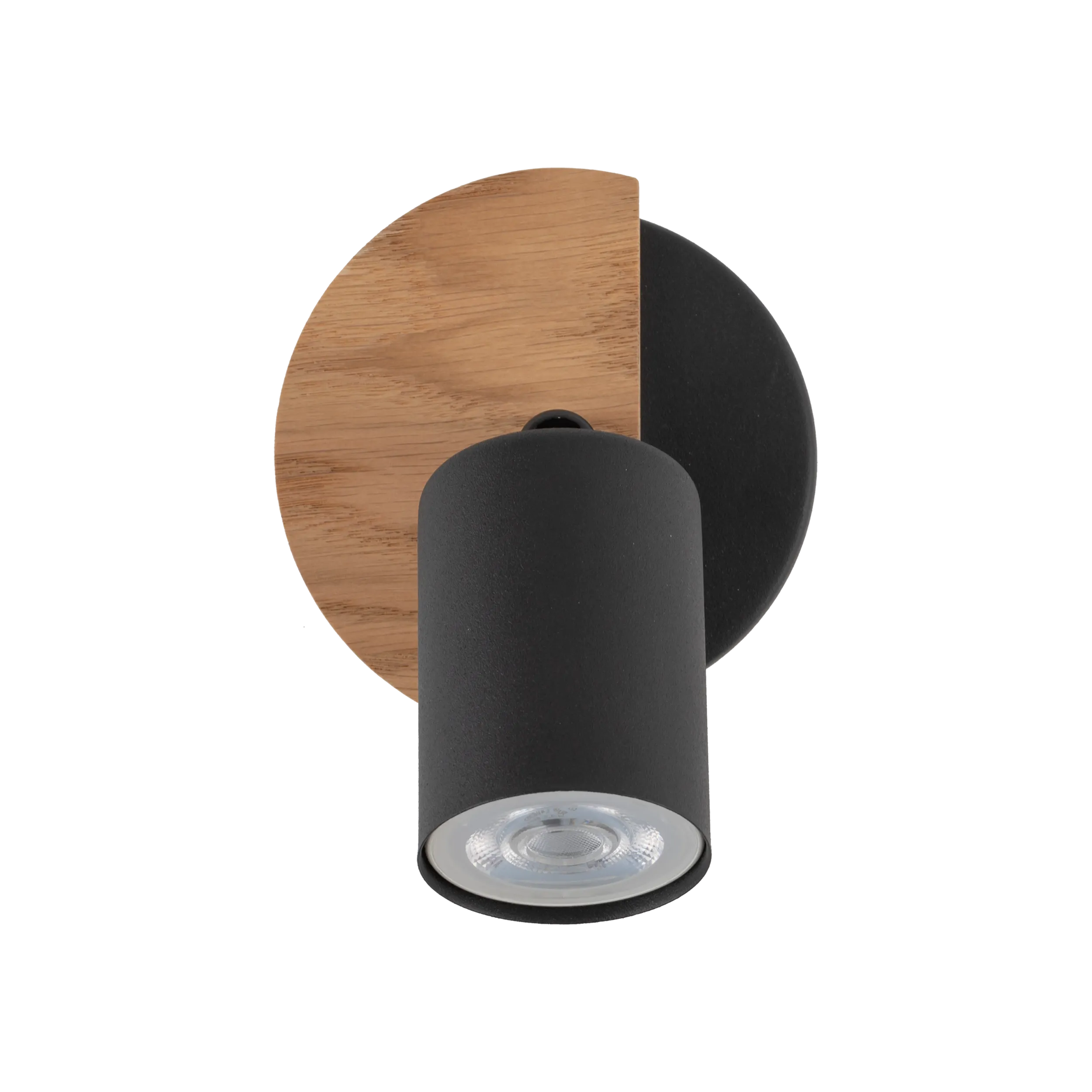 Lampa sufitowa / Kinkiet COVER czarna z drewnianym elementem regulowana 15x14x11cm - TK_4673