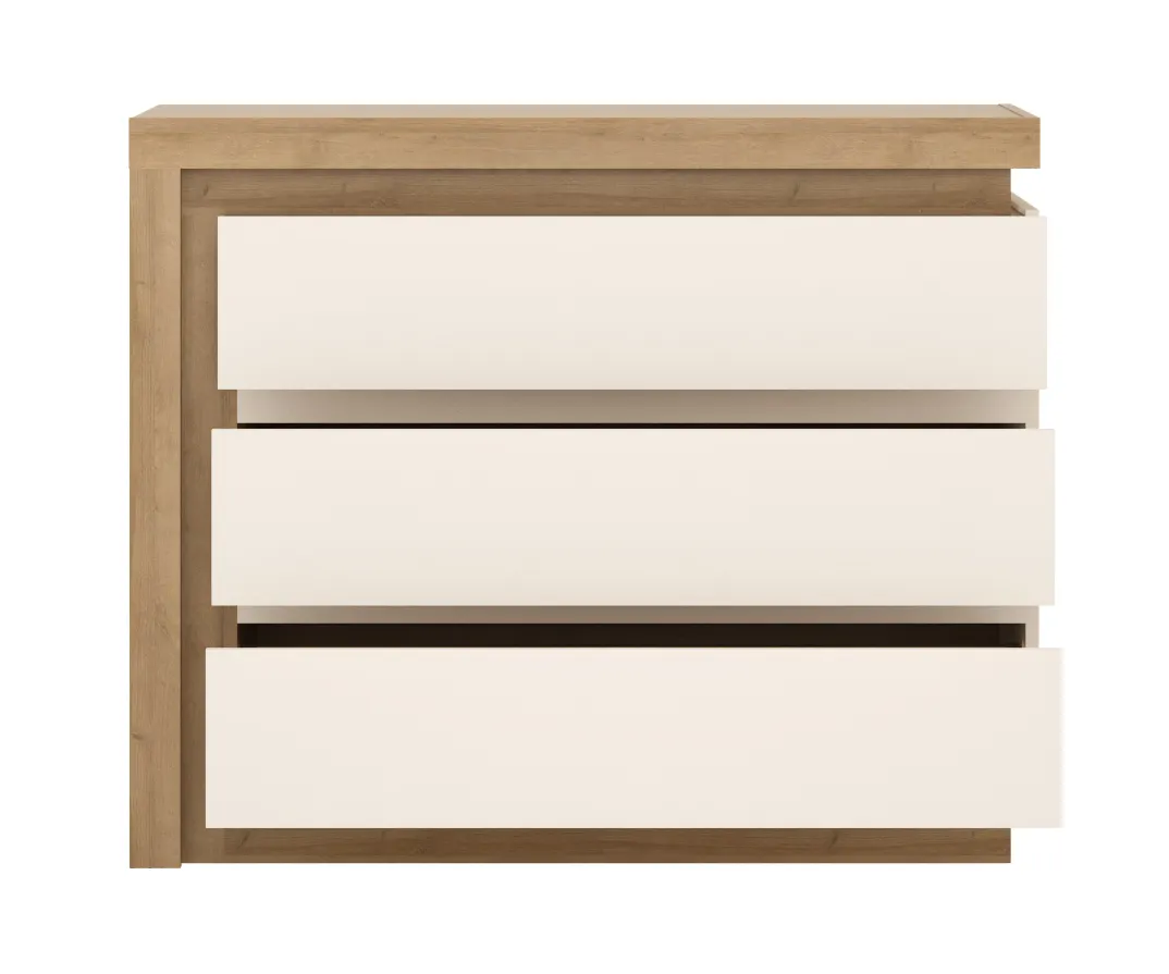 KOMODA Z SZUFLADAMI LYON LYOK04 DĄB RIVIERA JASNA/BIAŁA ALPEJSKA/BIAŁY HG - 6000000009449