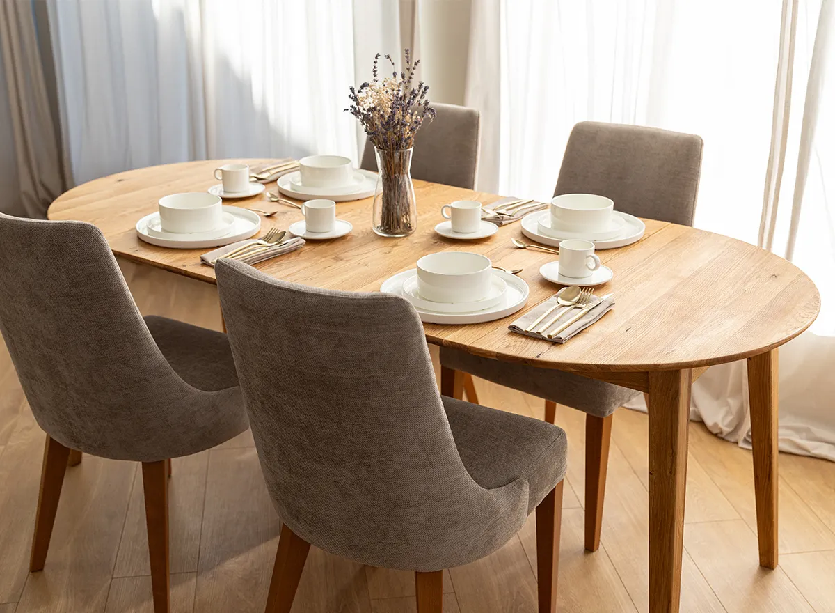 Stół dębowy okrągły ORBETELLO rozkładany 90-140 - dąb olejowany - KULSR90_50