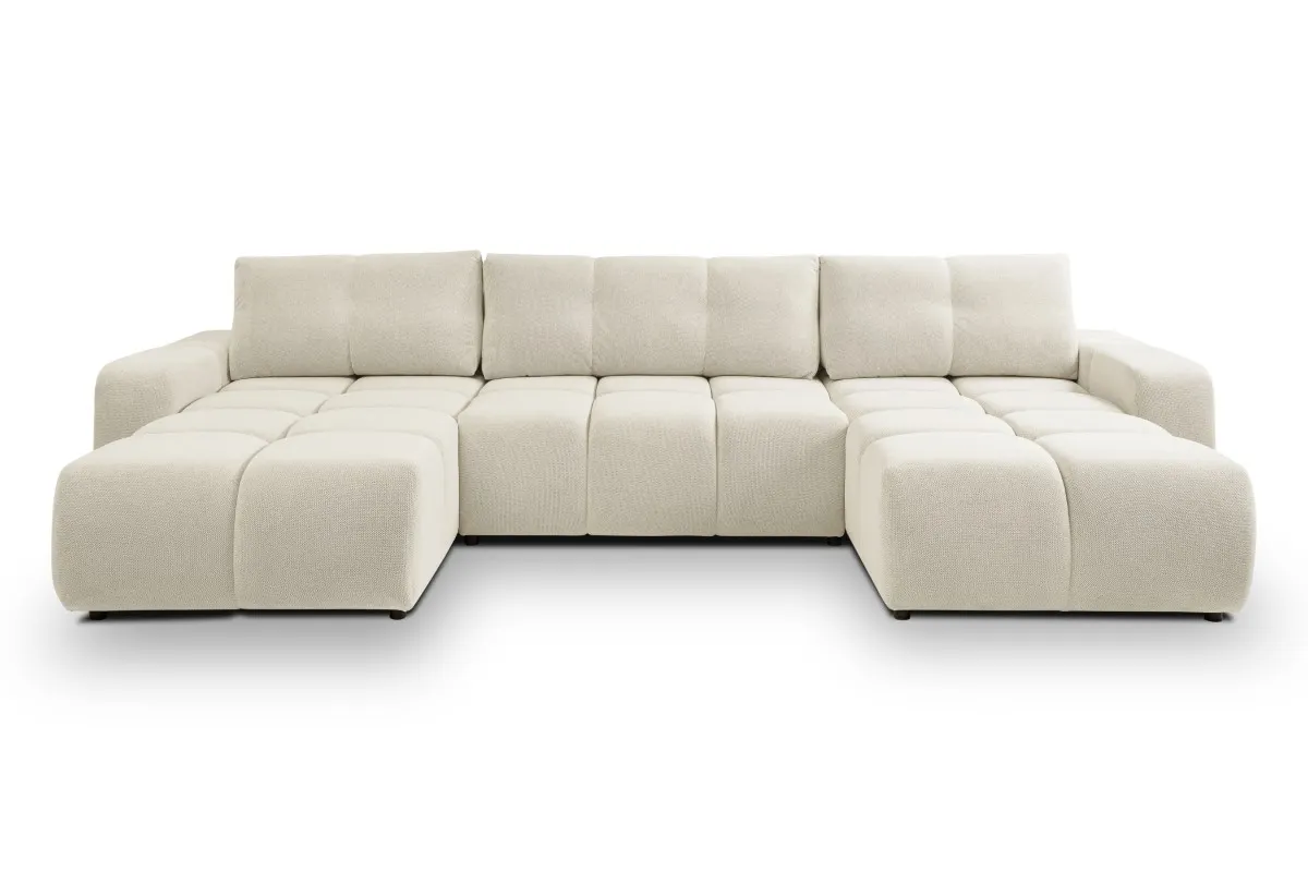 Narożnik rozkładany z pojemnikiem SOHO U CURIO 395 cm pikowany kremowy - SOHO_NAR_CURIO09_U