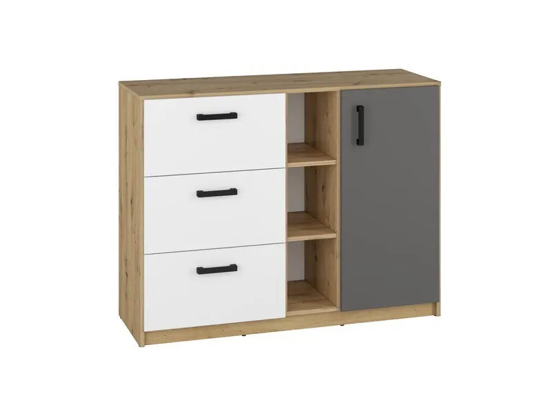 Komoda młodzieżowa FINI 06 biały, antracyt, dąb artisan Komoda młodzieżowa FINI 06 biały, antracyt, dąb artisan