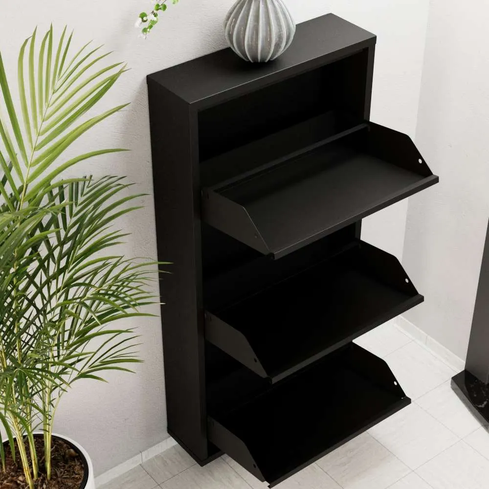 Szafka na buty metalowa 3 PIECE 50x103 cm czarna