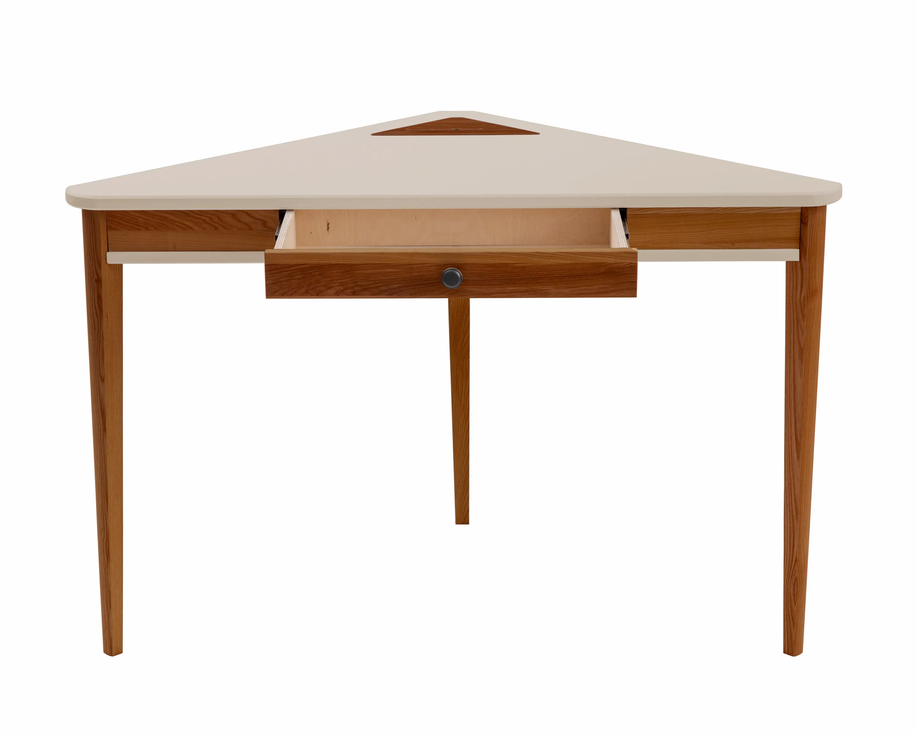 Biurko narożne z szufladą ASHME 114x85 beżowy blat/ciemne jesionowe nogi - NRGBACD_OAK_4