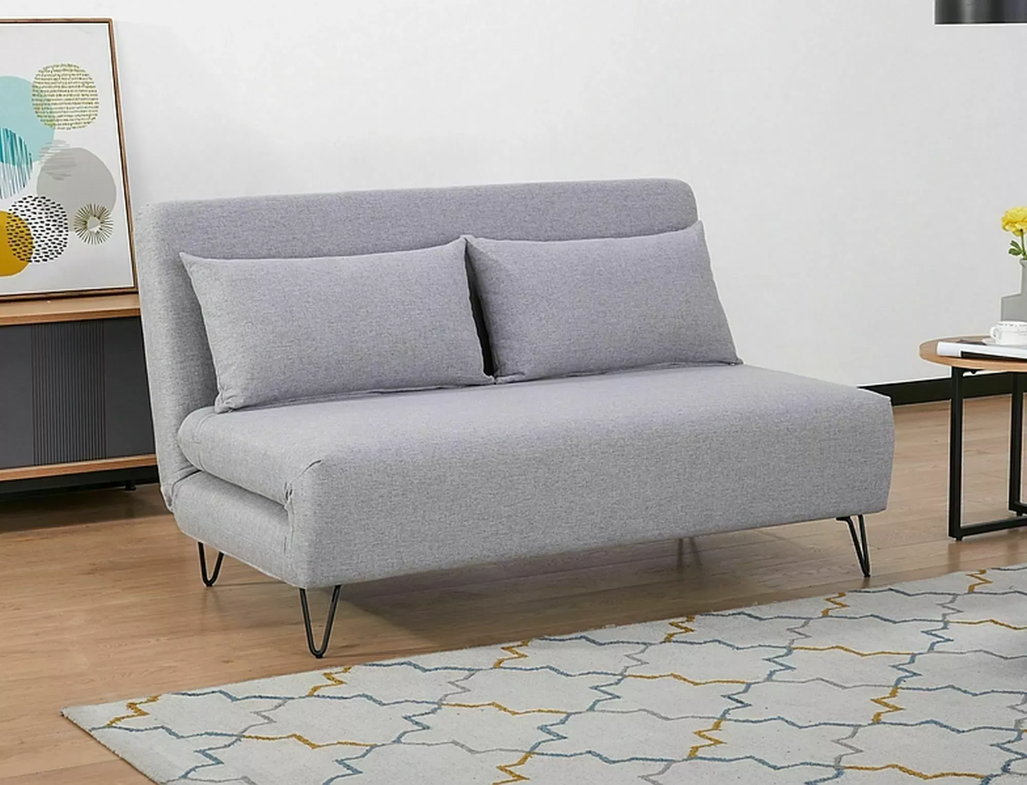 Sofa rozkładana ZENIA tap.137 szara czarny stelaż Signal — zdjęcie 7