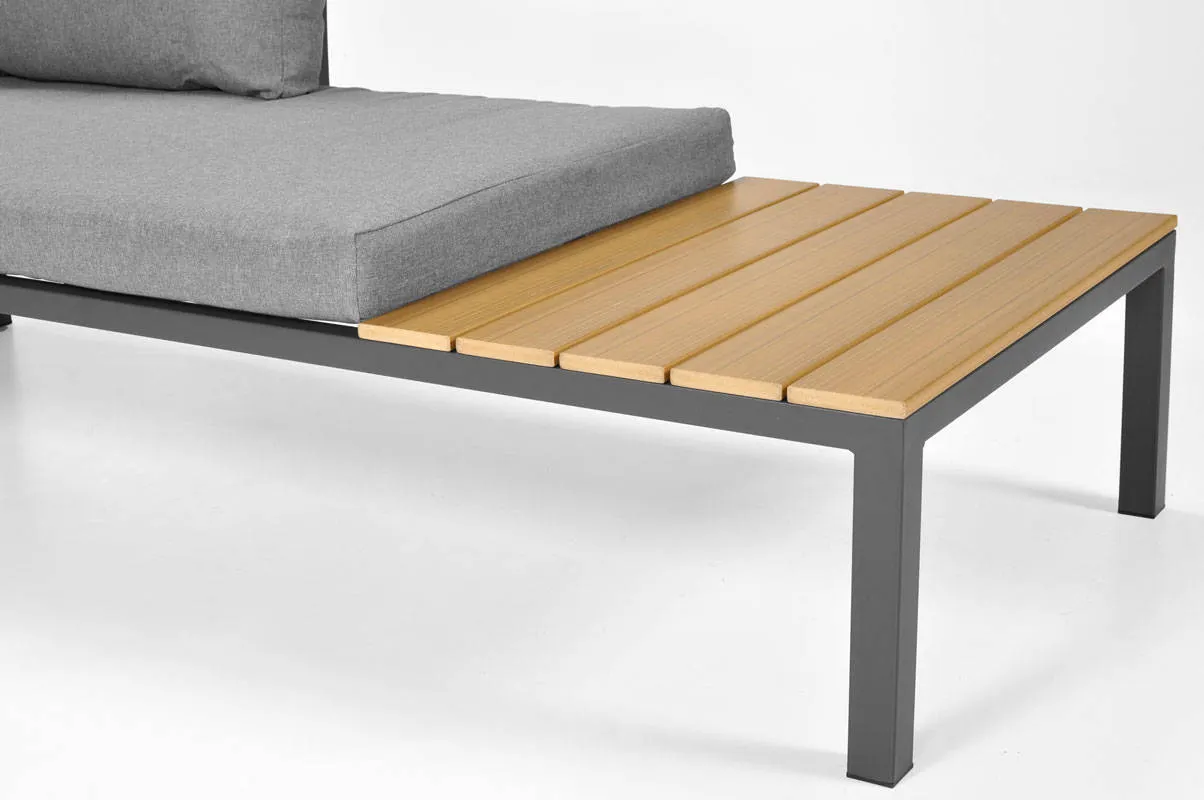 Narożnik ogrodowy modułowy LAGOS 181 cm ze stolikiem szary - FE5906948124530