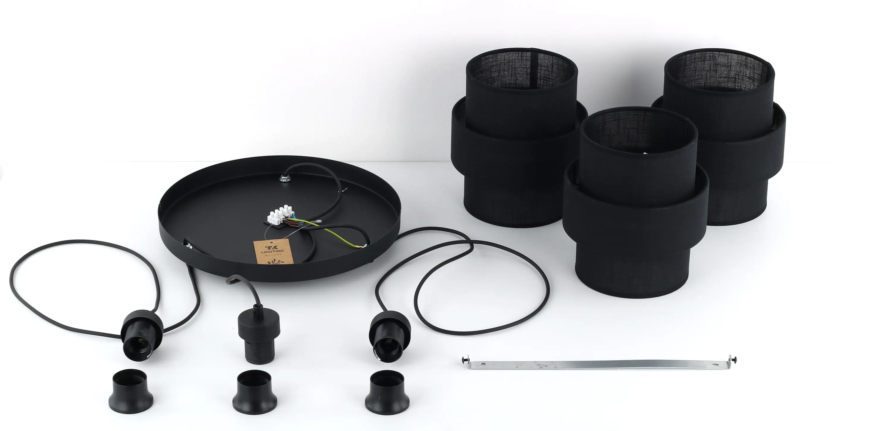 Lampa wisząca CALISTO czarna potrójna na okrągłej podstawie 145x45cm - TK_5981