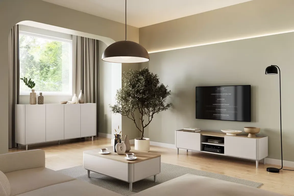 Stolik kawowy z 2 szufladami ELIVO 60x100cm drewniane nogi cashmere dąb olejowany — zdjęcie 7