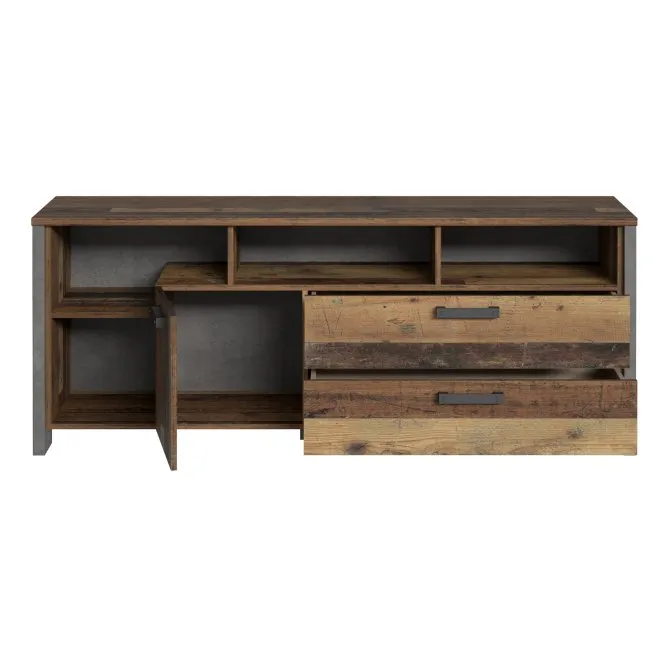 Szafka RTV CLIF z regałem - old wood vintage - CLFT235-C546