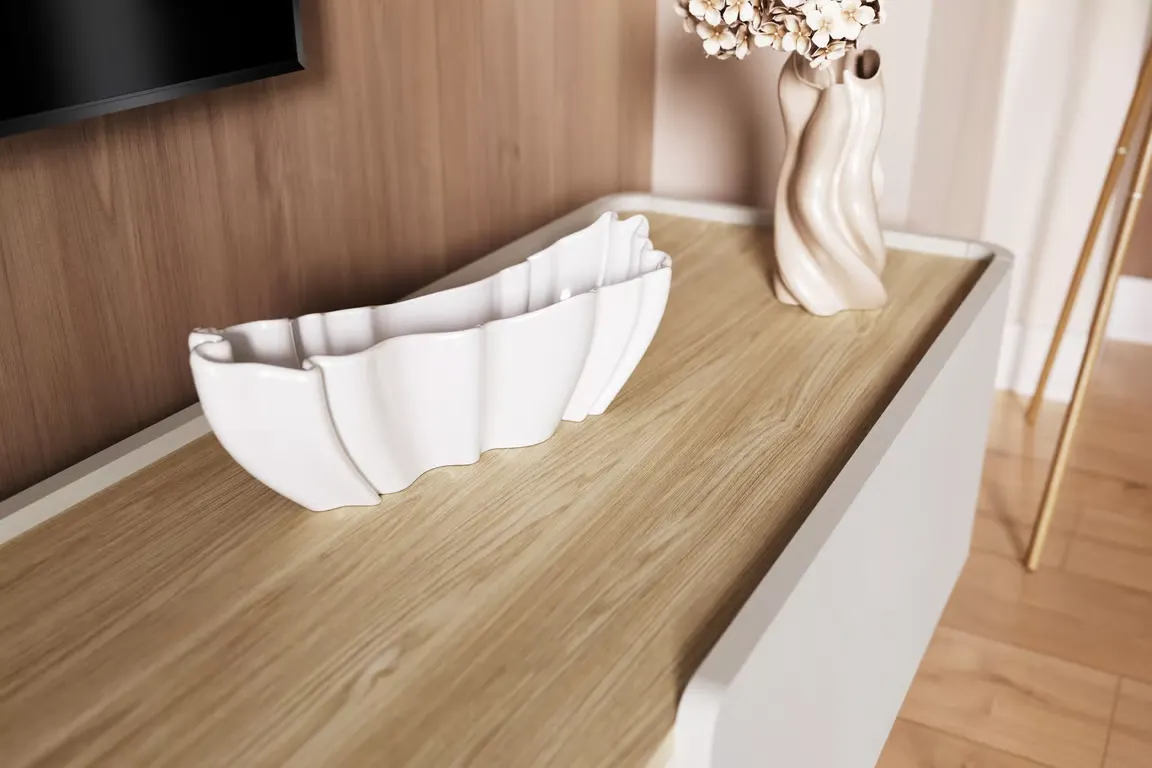 Szafka RTV z klapą i 1 szufladą ELIVO RTV 220cm cashmere dąb olejowany — zdjęcie 7