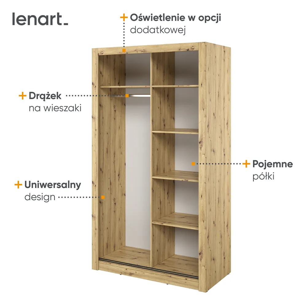 Szafa 2-drzwiowa ARTI AR-19 120cm dąb artisan - AR19DA