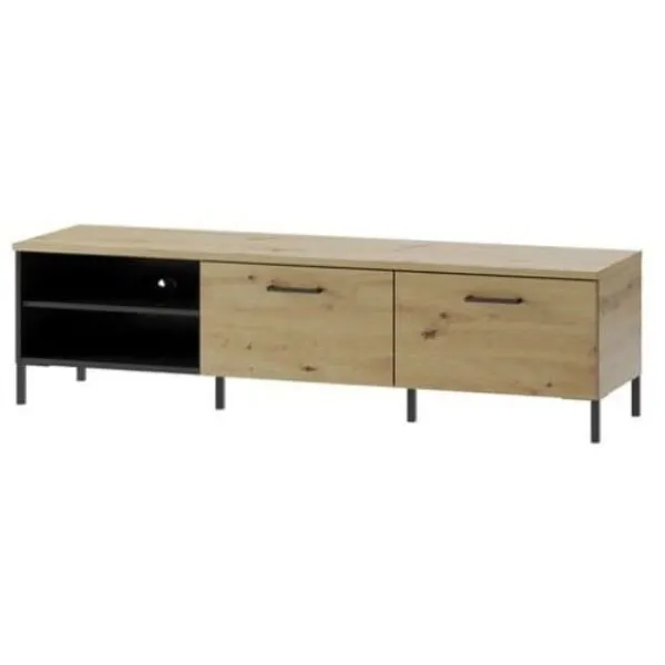 Szafka RTV LUCAS 25 dwudrzwiowa dąb aristan czarna 155x42x42cm