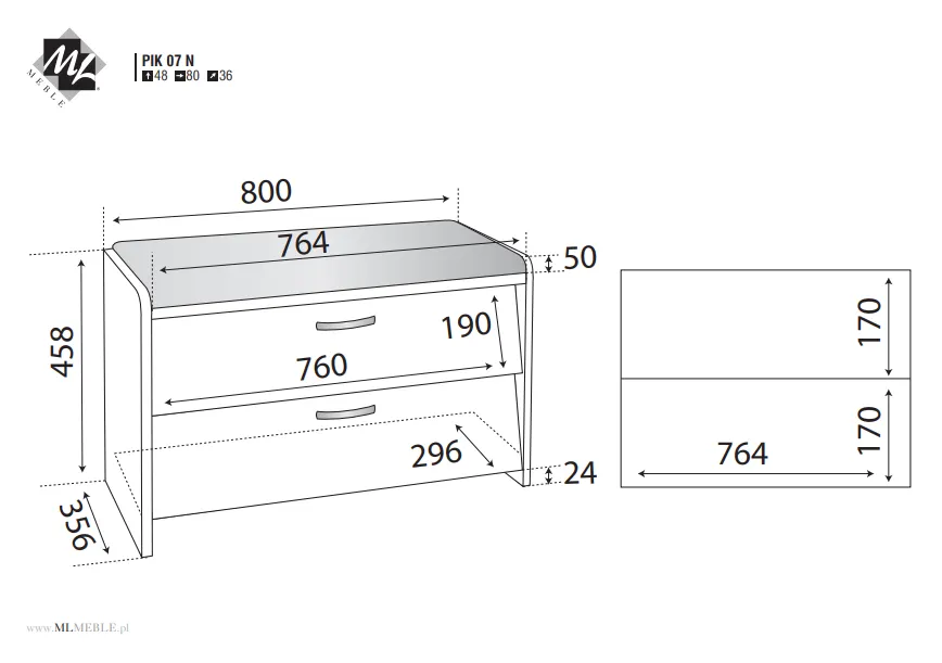 Szafka na buty PIK 07 z siedziskiem sonoma - PIK 0701 SONOMA