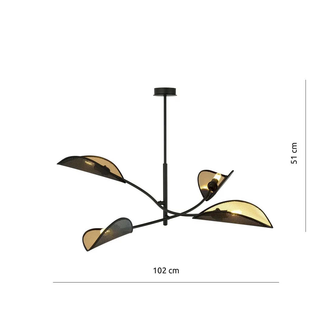 Lampa wisząca LOTUS 4 czarny złoty — zdjęcie 6