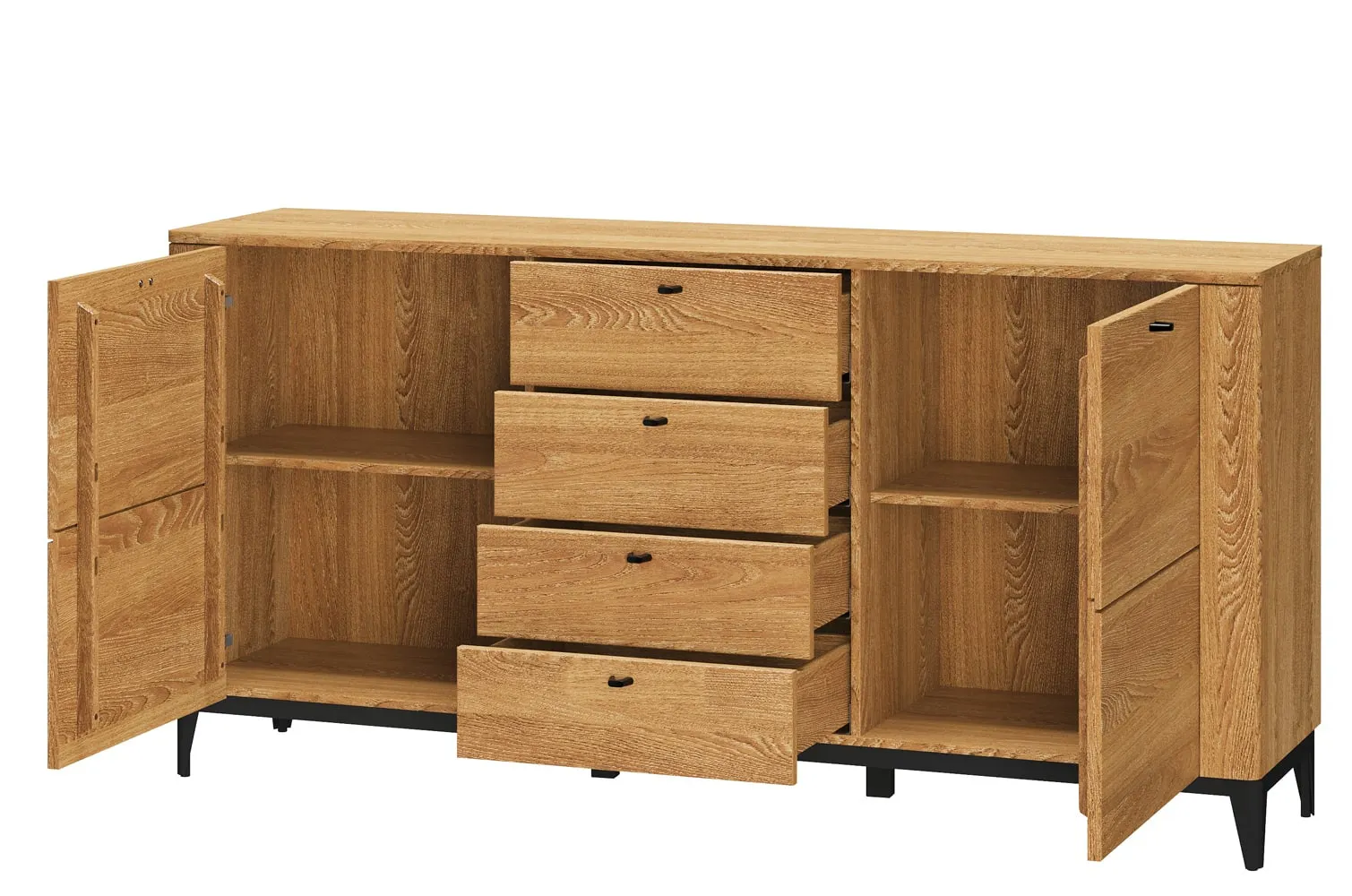 Komoda 2-drzwiowa z 4 szufladami PORTO 45 - dąb złoty - TH-100-1614