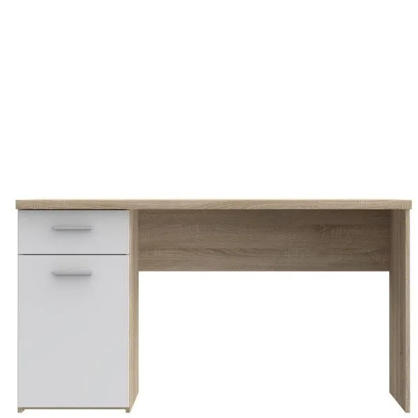 Biurko NET106 z szafką i szufladą - efekt drewna, biały - MT936-Q36