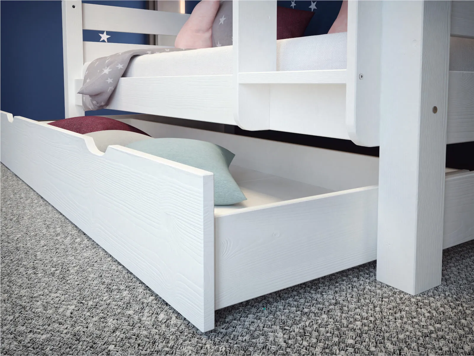 Łóżko drewniane piętrowe COSY 90x200 białe - LPCOSYBIA90