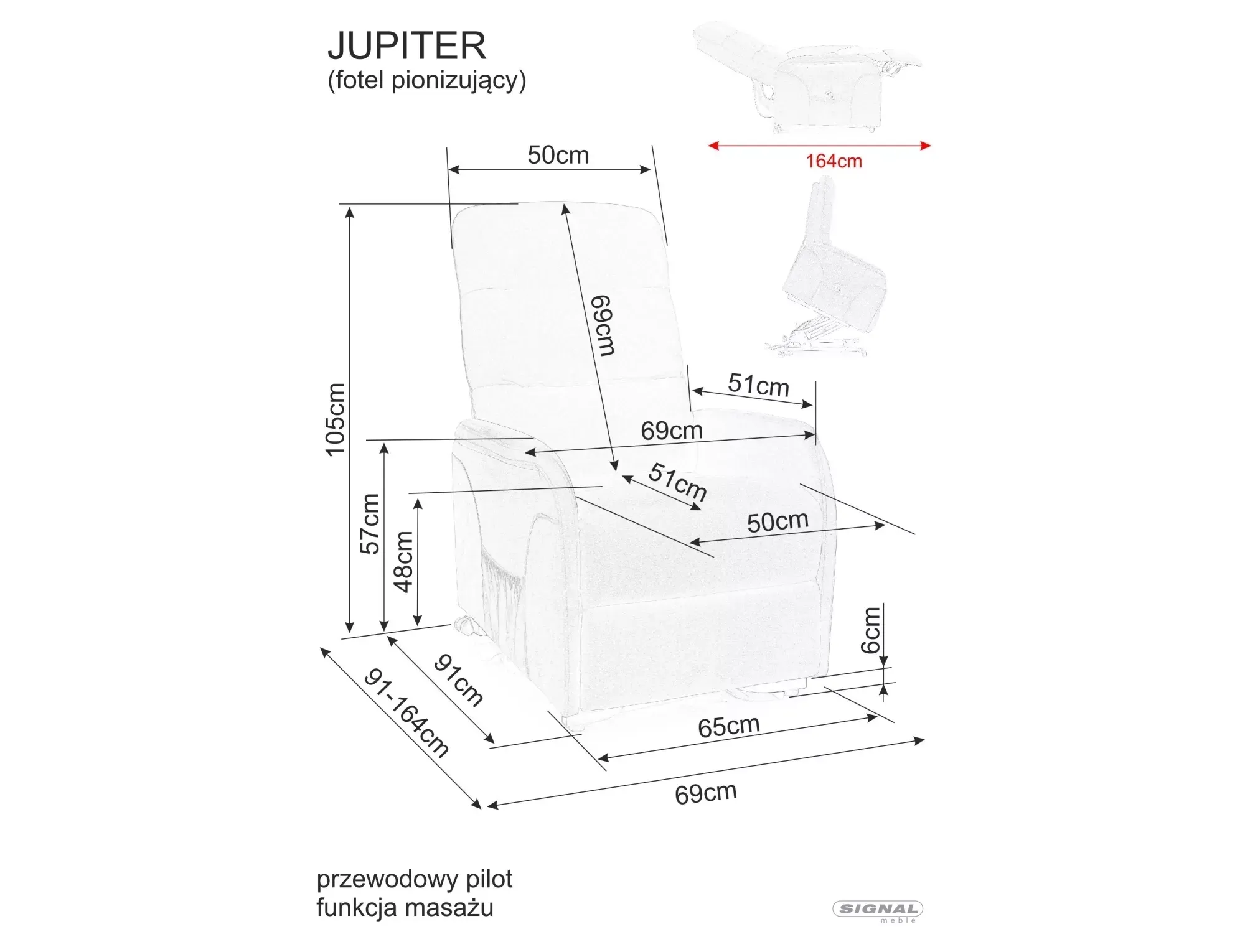 Fotel rozkładany elektrycznie JUPITER M VELVET funkcja masażu i pionizacji BLUVEL 14 szary - JUPITERMVSZ