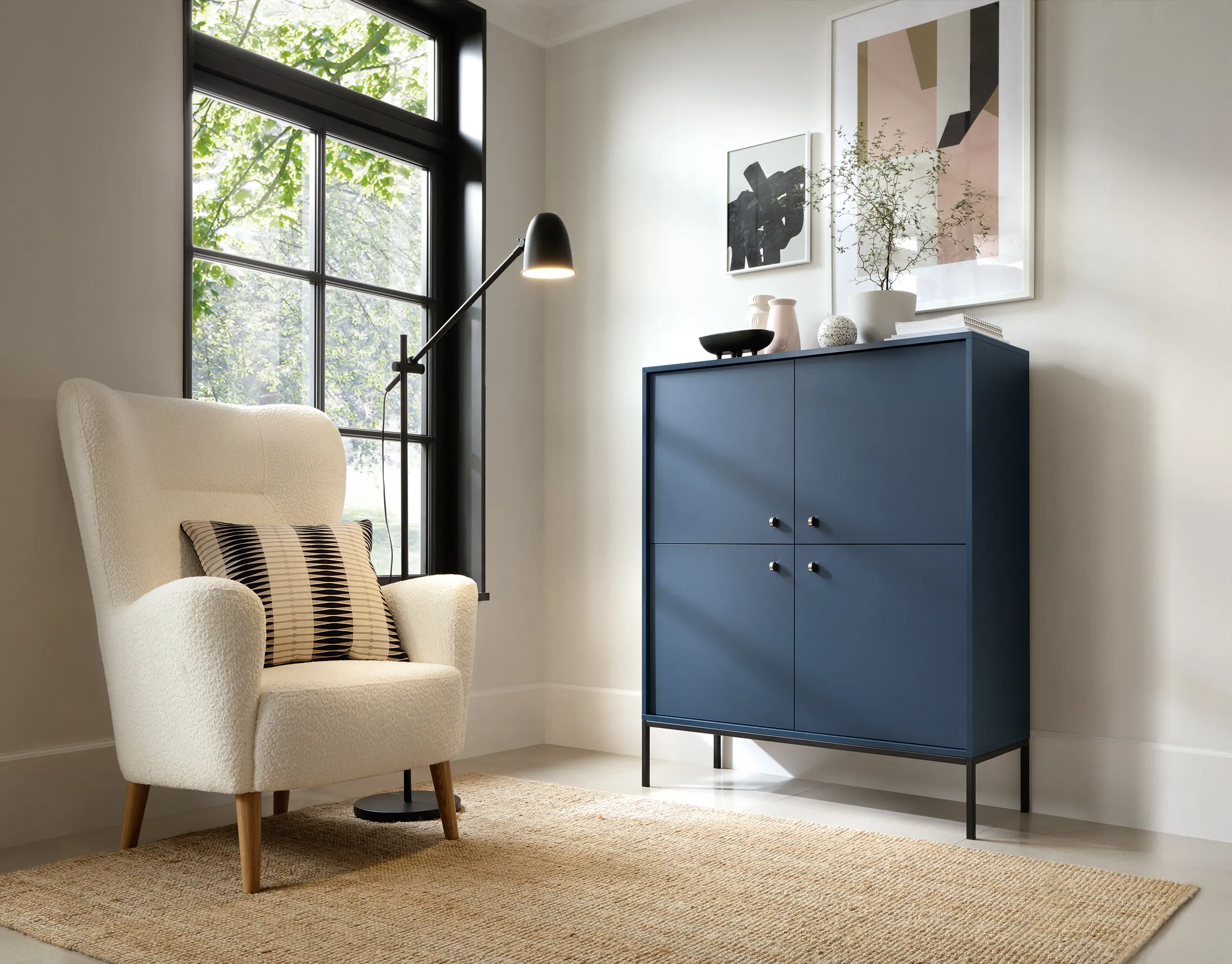 Komoda 4-drzwiowa MONO Granatowy, Czarny - MONO_MK104_GRCZ