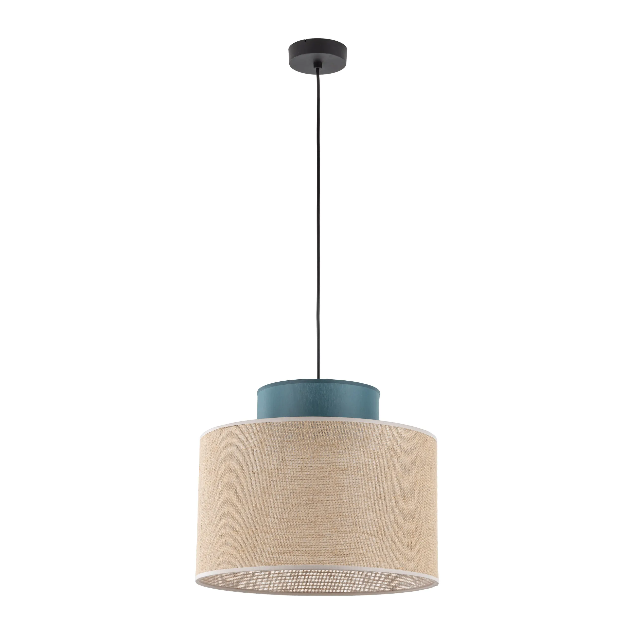 Lampa wisząca DUO JUTA brązowa zielona na czarnej podstawie i przewodzie 170x38cm