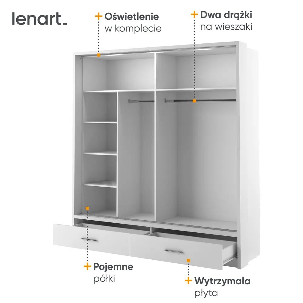Szafa 2-drzwiowa LED ARTI AR-05P 200cm biała — zdjęcie 7