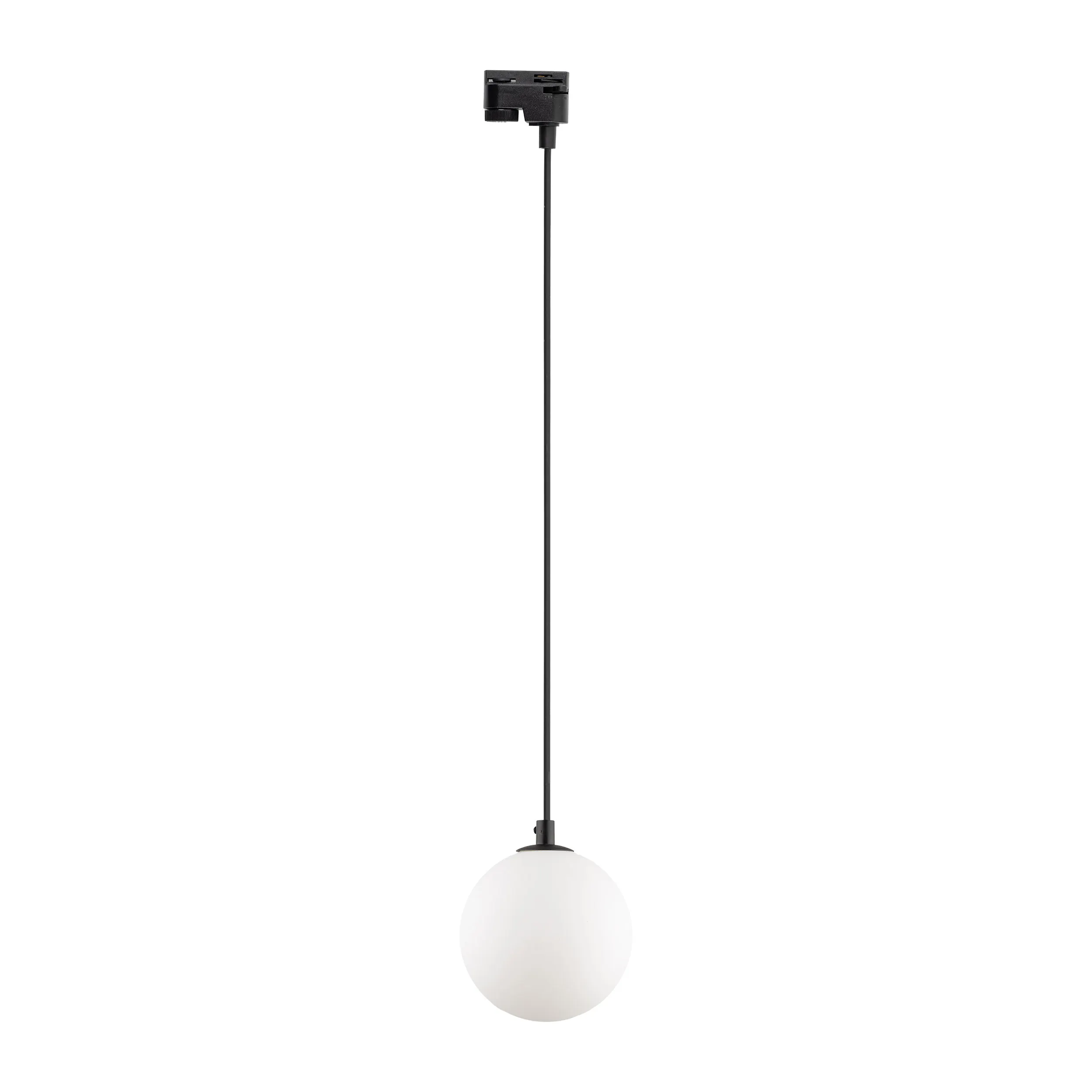 Lampa listwowa wisząca TRACER czarna z białym okrągłym kloszem 155x12cm