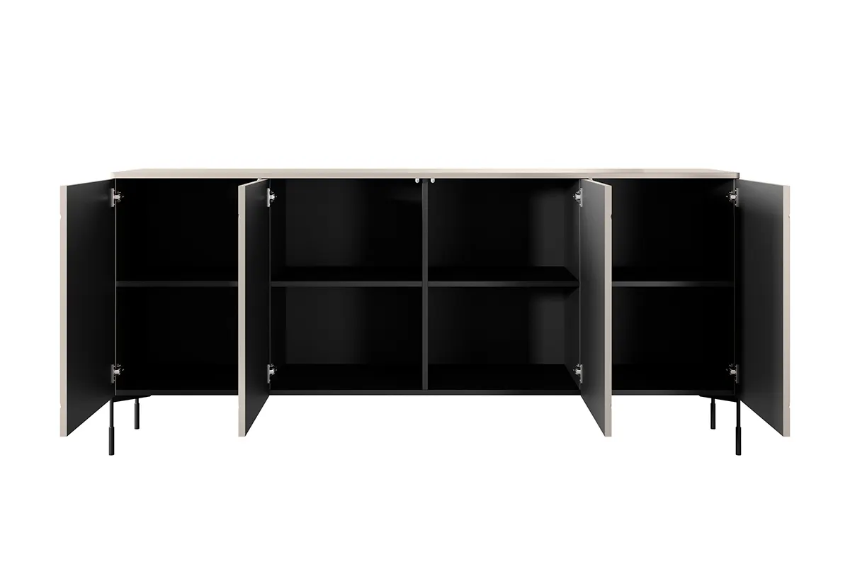 Komoda 4-drzwiowa SONATIA 200 - kremowy - czarne nogi - B_148981