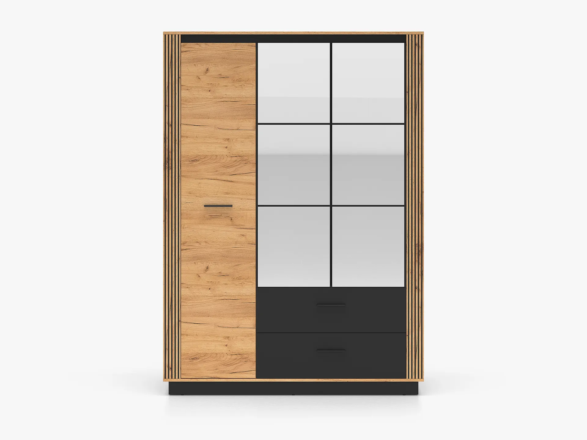 Szafa z lustrem 3-drzwiowa z 2 szufladami URSO 02 craft złoty-czarny - 1URSO02-001