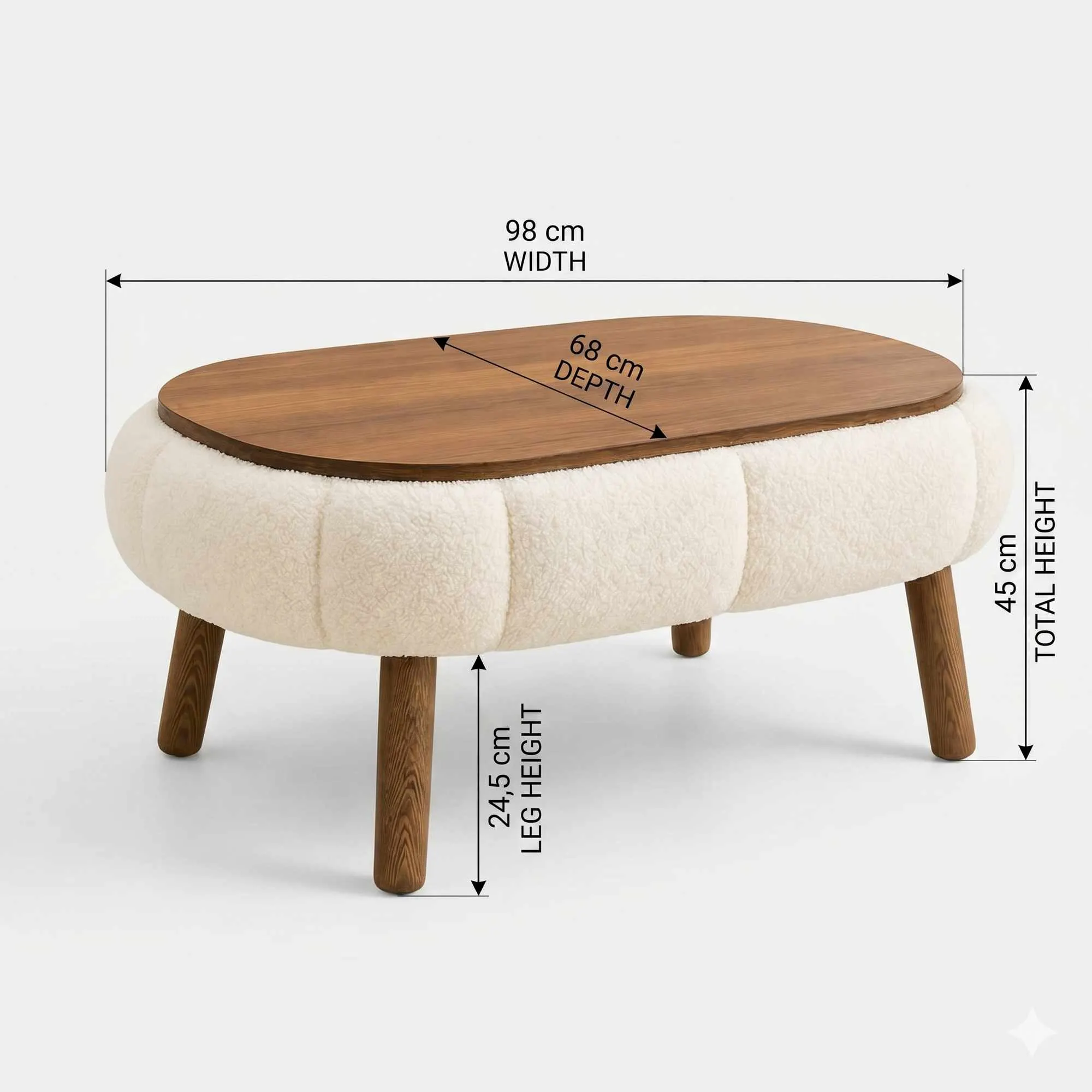 Stolik kawowy PAPATYA 98x60 cm biały - ASI_251BLS1200