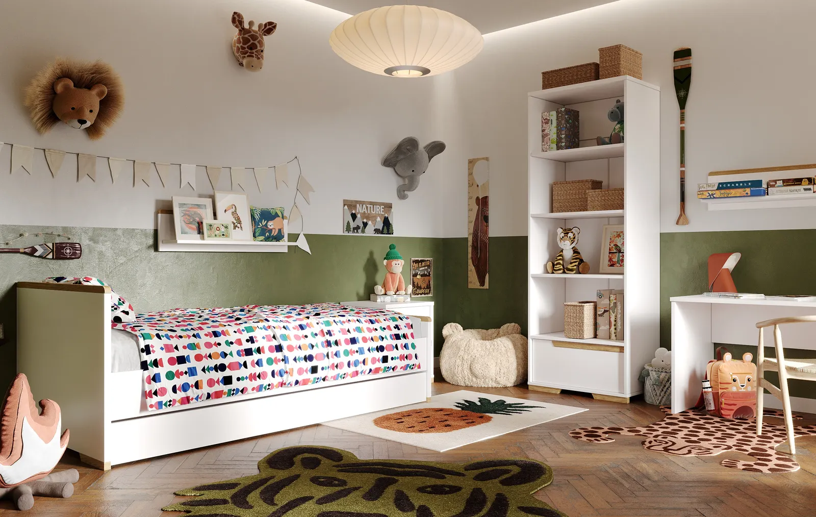 Łóżko z zagłówkiem SNAP 90x200 białe - PIN_023-060-210