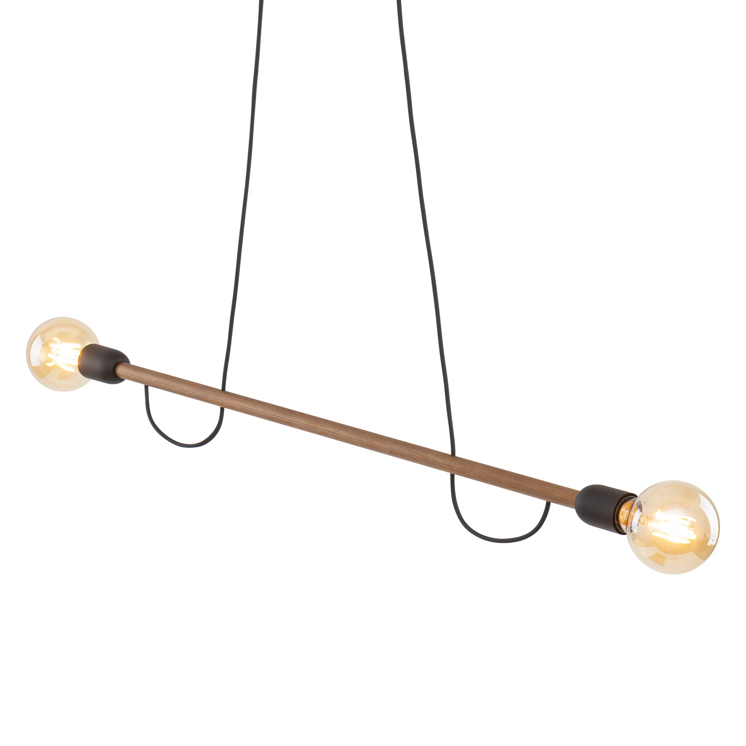 Lampa wisząca HELIX czarna z orzechową drewnianą belką 130x93x10cm - TK_4948