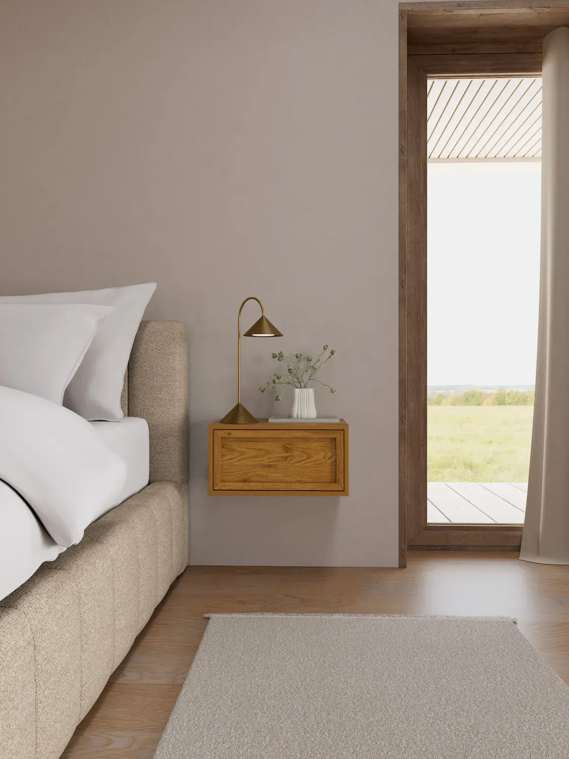 Szafka nocna z 1 szufladą PALMDALE 46 cm dąb - 0000115709