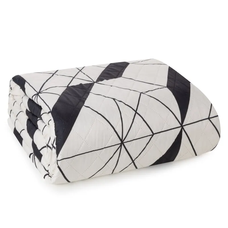 Narzuta pikowana z nadrukiem D91 GEO 01 200 X 220 cm Kremowy, Czarny