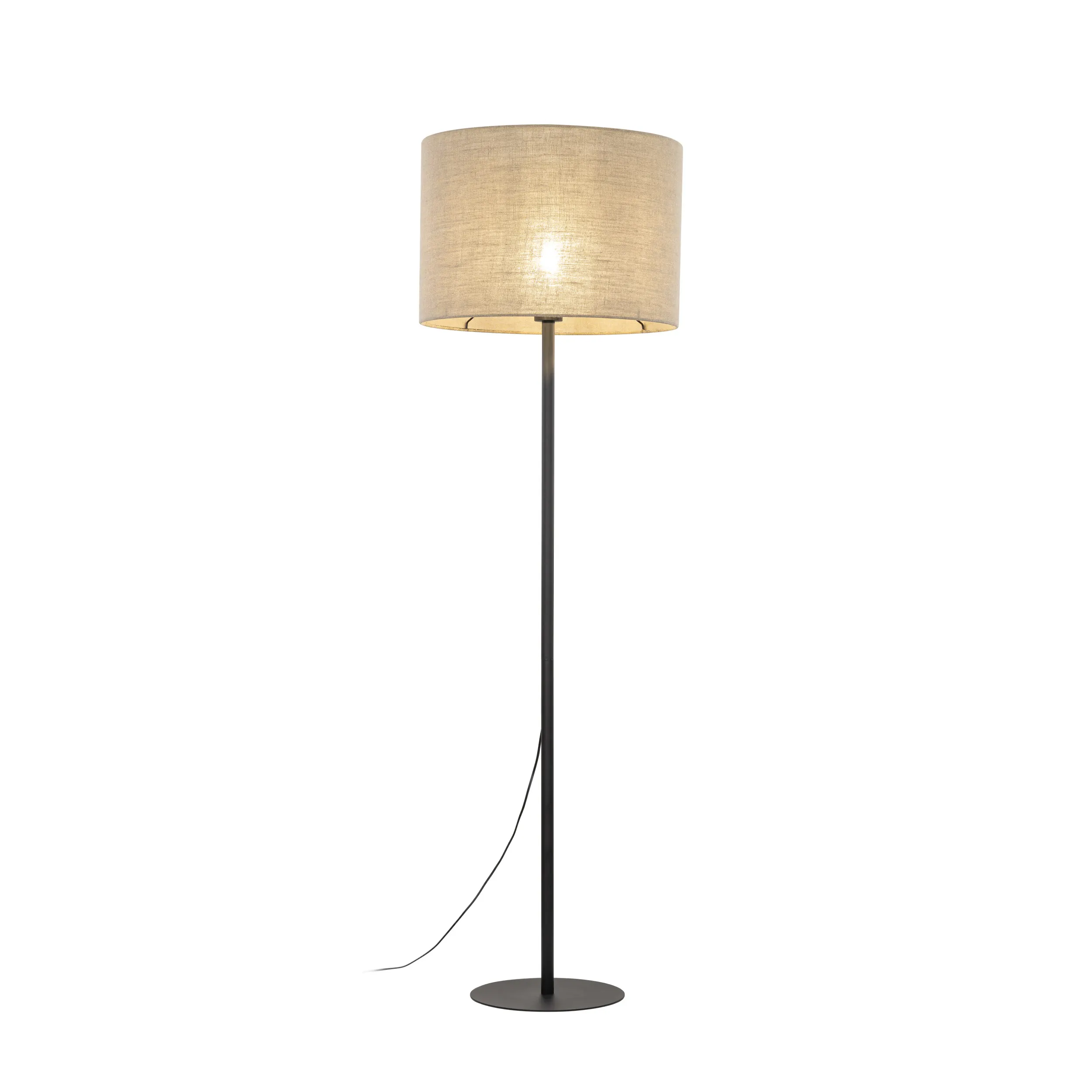 Lampa podłogowa EARTH czarna brązowy abażur z tkaniny okrągły 165x50cm - TK_16012