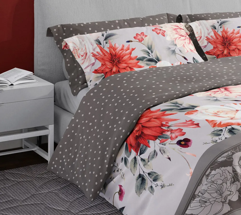 Pościel komplet PURE SATEEN 007 satyna bawełniana 220X200+2x70X80 szary - FARO_27921